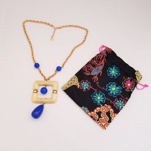 Trina Turk gold and blue bead necklace
